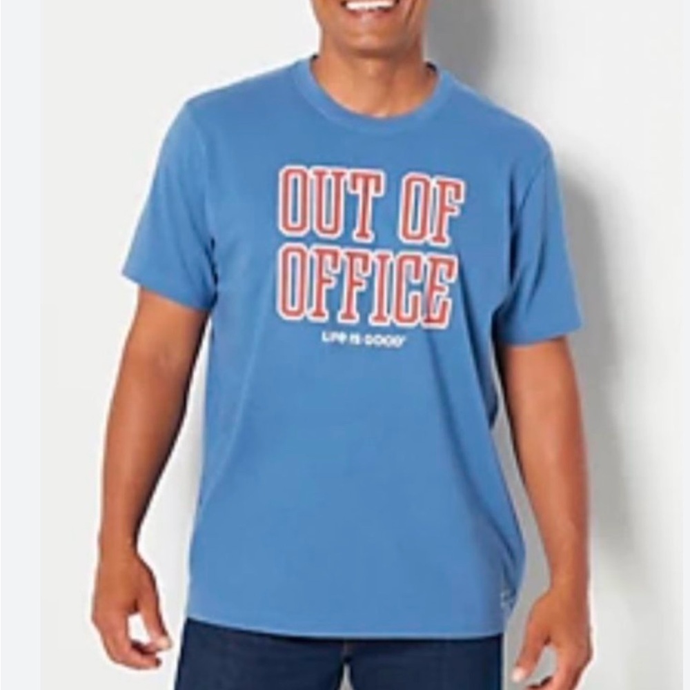 Life is Good x Reggie Wade Out of Office Men’s T-Shirt Blue XL
